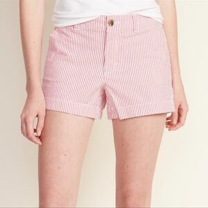 Old Navy Womens 12 Everyday Short Chino Style Mid Rise Pink White Pinstripe